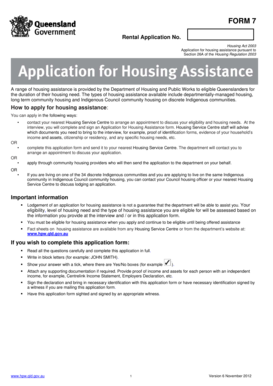 Queensland Housing Assistance Application Form