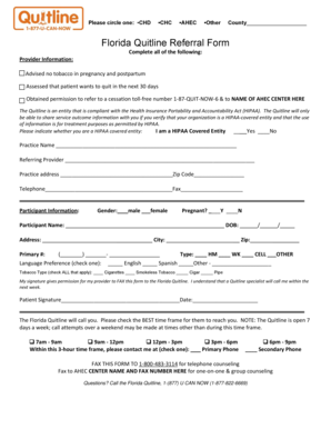 Florida Quitline Referral Form