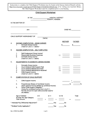 Child Support Worksheet