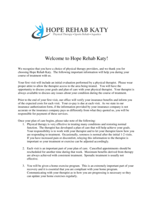 Hope Rehab Katy Patient Information Form