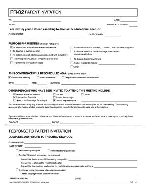 PR-02 Parent Invitation Form