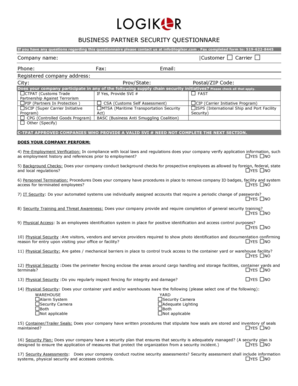 Business Partner Security Questionnaire