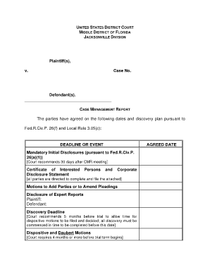 Case Management Report
