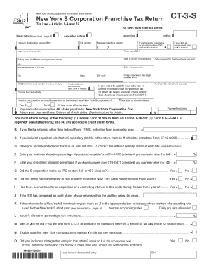 New York S Corporation Franchise Tax Return CT-3-S