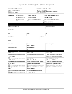 Voluntary Disability Income Insurance Change Form