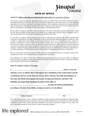 Arizona Oath of Office Form