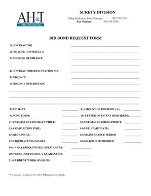 Bid Bond Request Form