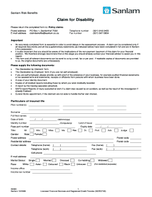 Sanlam Disability Claim Form
