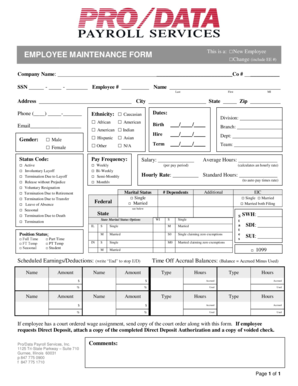 Employee Maintenance Form