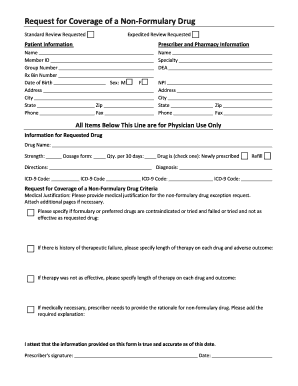 Request for Coverage of a Non-Formulary Drug