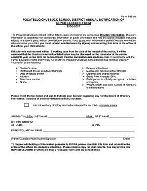 Pocatello/Chubbuck School District Non-Disclosure Form