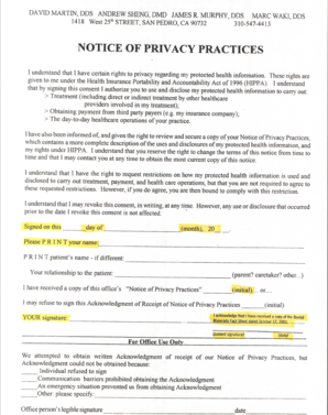 HIPAA Privacy Practices Acknowledgment Form