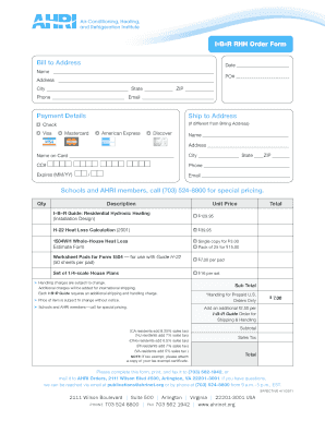 I=B=R RHH Order Form
