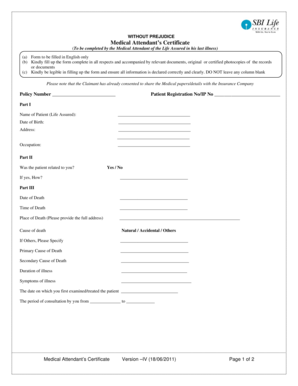 Medical Attendant's Certificate