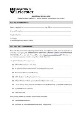 Sponsorship Details Form