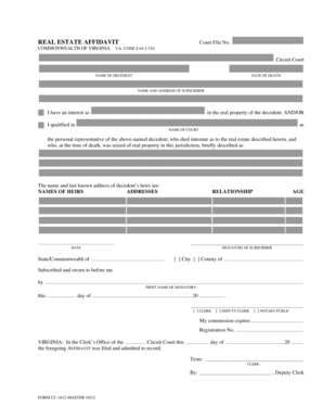 Virginia Real Estate Affidavit