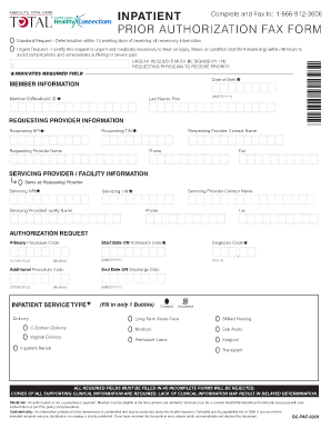 Prior Authorization Fax Form