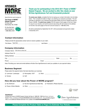2010-2011 Power of MORE Rebate Program Form
