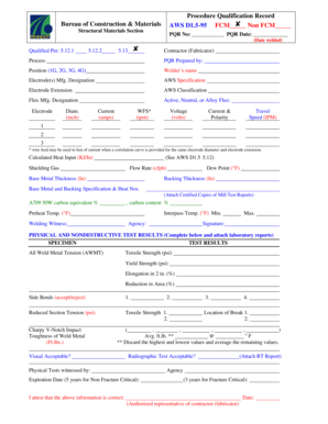 Procedure Qualification Record