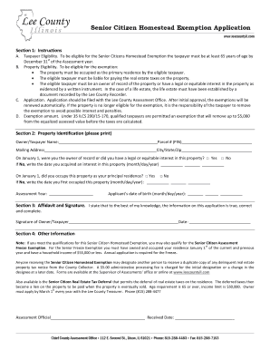 Senior Citizen Homestead Exemption Application