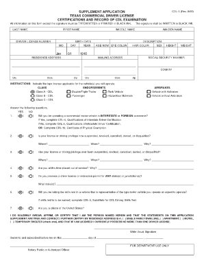 Texas Commercial Driver License Application