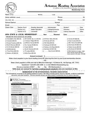Arkansas Reading Association Membership Form