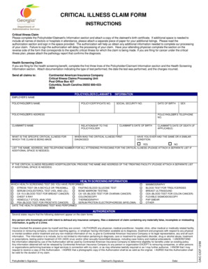 Critical Illness Claim Form