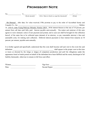 Promissory Note for Bail Bond