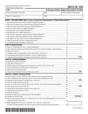 Iowa S Corporation Apportionment Credit Form