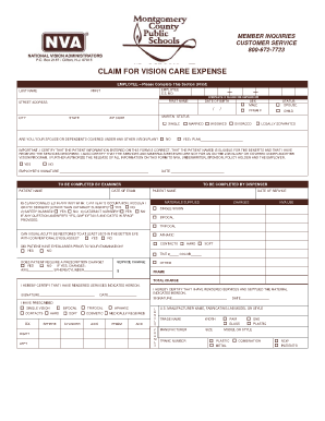 Vision Care Expense Claim Form