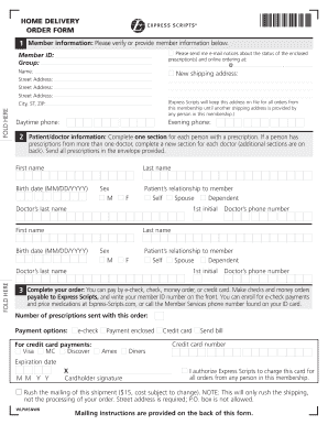 Express Scripts Home Delivery Order Form