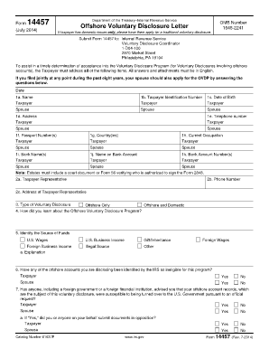 IRS Form 14457 Offshore Voluntary Disclosure Letter