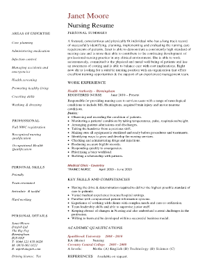 nursing resume format pdf