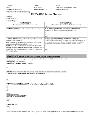 SIOP Lesson Plan Template
