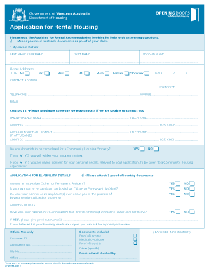 Australian Rental Housing Application Form