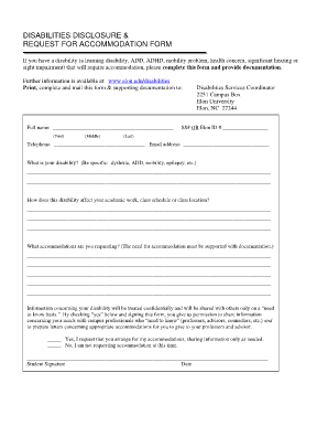 Disabilities Disclosure and Accommodation Request Form