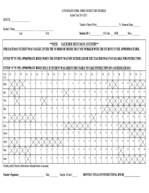 Attendance Form Home Instruction Schools