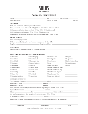 Texas Accident Injury Report Form