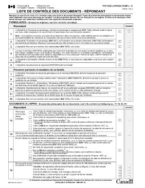 Liste de contrôle des documents - Répondant