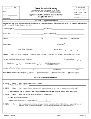 Texas Board of Nursing RN Application