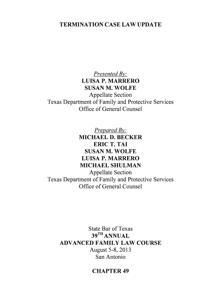 Fillable Online dfps state tx Child Abuse and Neglect Case Law Update