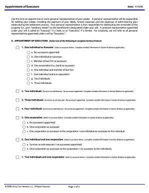 Appointment of Executors Form