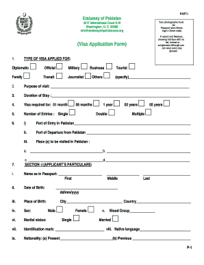Pakistan Visa Application Form