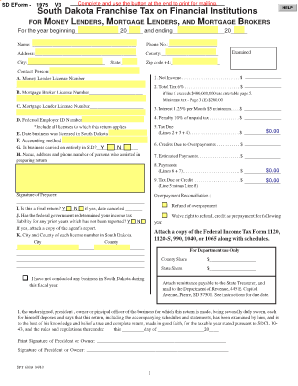 State bank franchise tax form - State of South Dakota - state sd