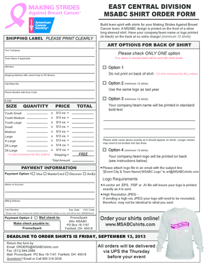 MSABC Shirt Order Form