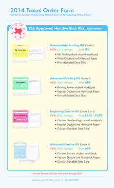 Texas Handwriting Kits Order Form