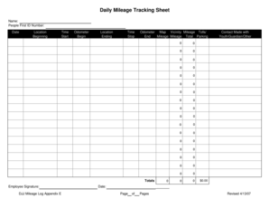 Daily Mileage Tracking Sheet - djj state fl