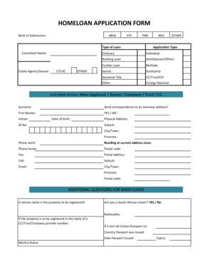 South African Home Loan Application Form
