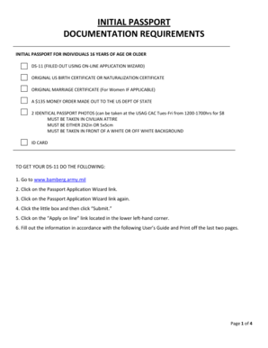 US Passport Application Form DS-11
