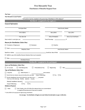 First Mercantile Trust Distribution of Benefits Request Form